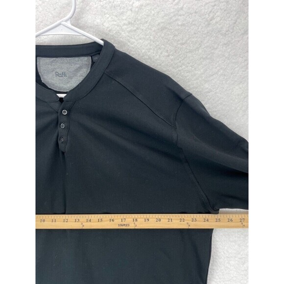Raffi The Derek Henley Sweater Mens Black Knit Long Sleeve 3 Button Pullover XXL - Picture 6 of 9